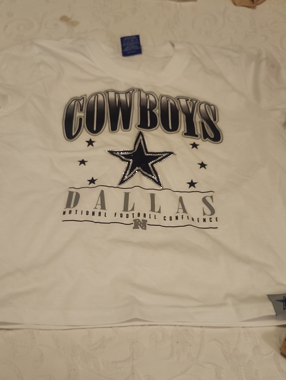 NFL Dallas Cowboys White Graphic Tee with Navy Star Logo